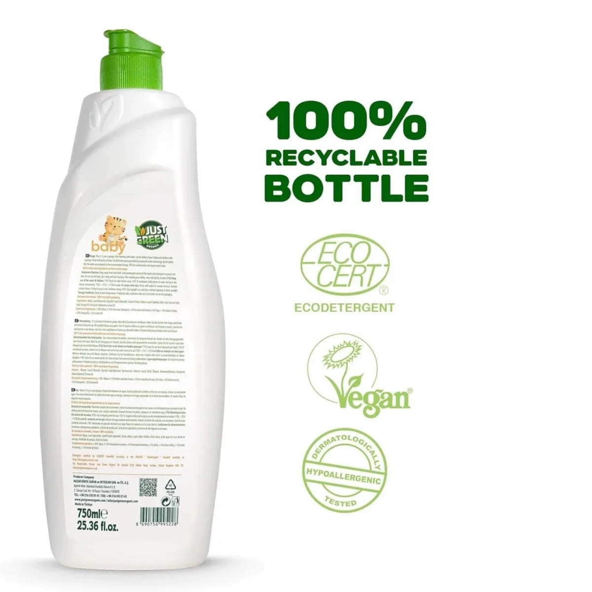 Just Green Organic Baby Bottle & Nipple Cleaner 750ml