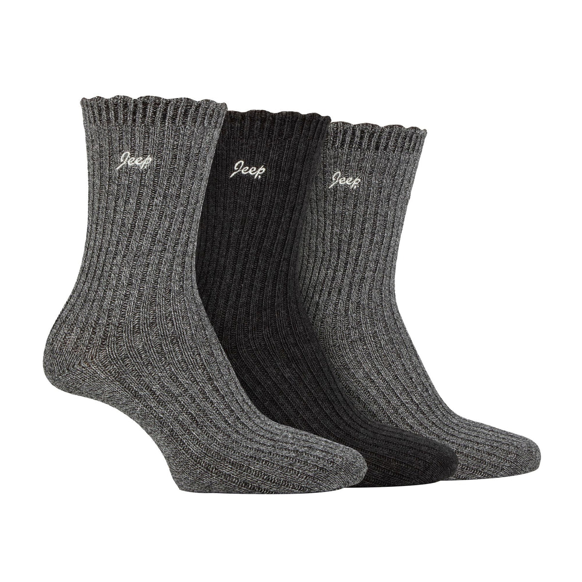 3 Pack Ladies Bamboo Scalloped Ankle Socks | Ribbed Cushioned