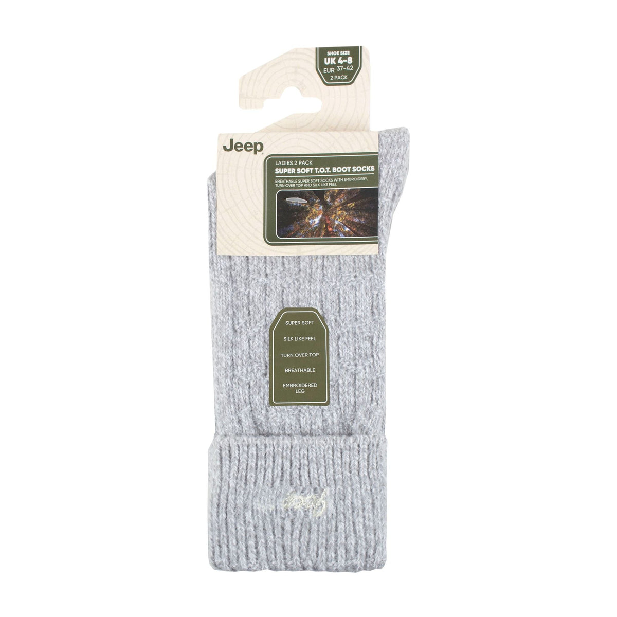 2 Pack Ladies Turn Cuff Boot Socks | Performance Polyester Walking Socks