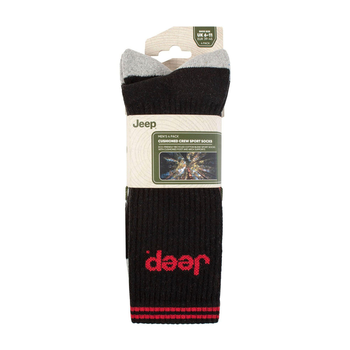 Men's Cushioned Crew Socks - 4 Pack Sport Running Socks
