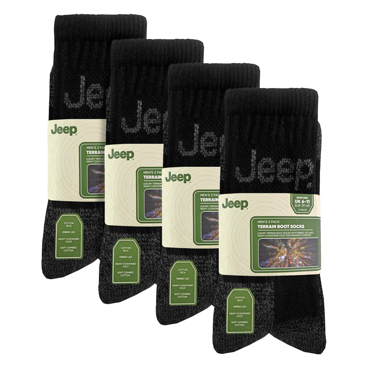 Mens Luxury Cushioned Cotton Hiking Socks (Multipack Options)