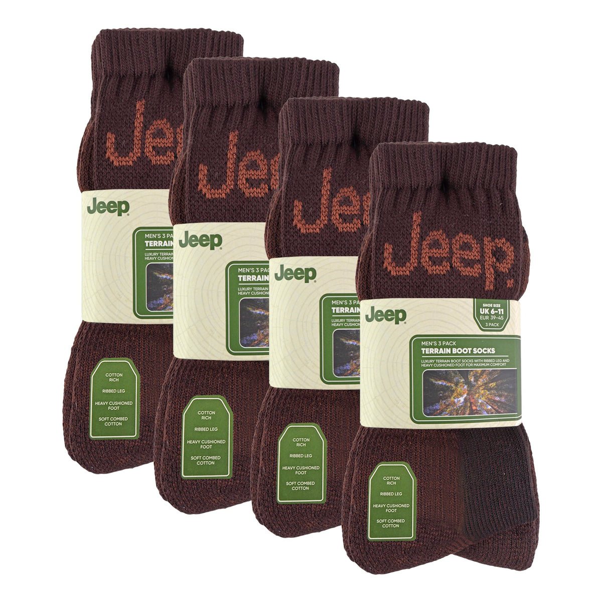 Mens Luxury Cushioned Cotton Hiking Socks (Multipack Options)