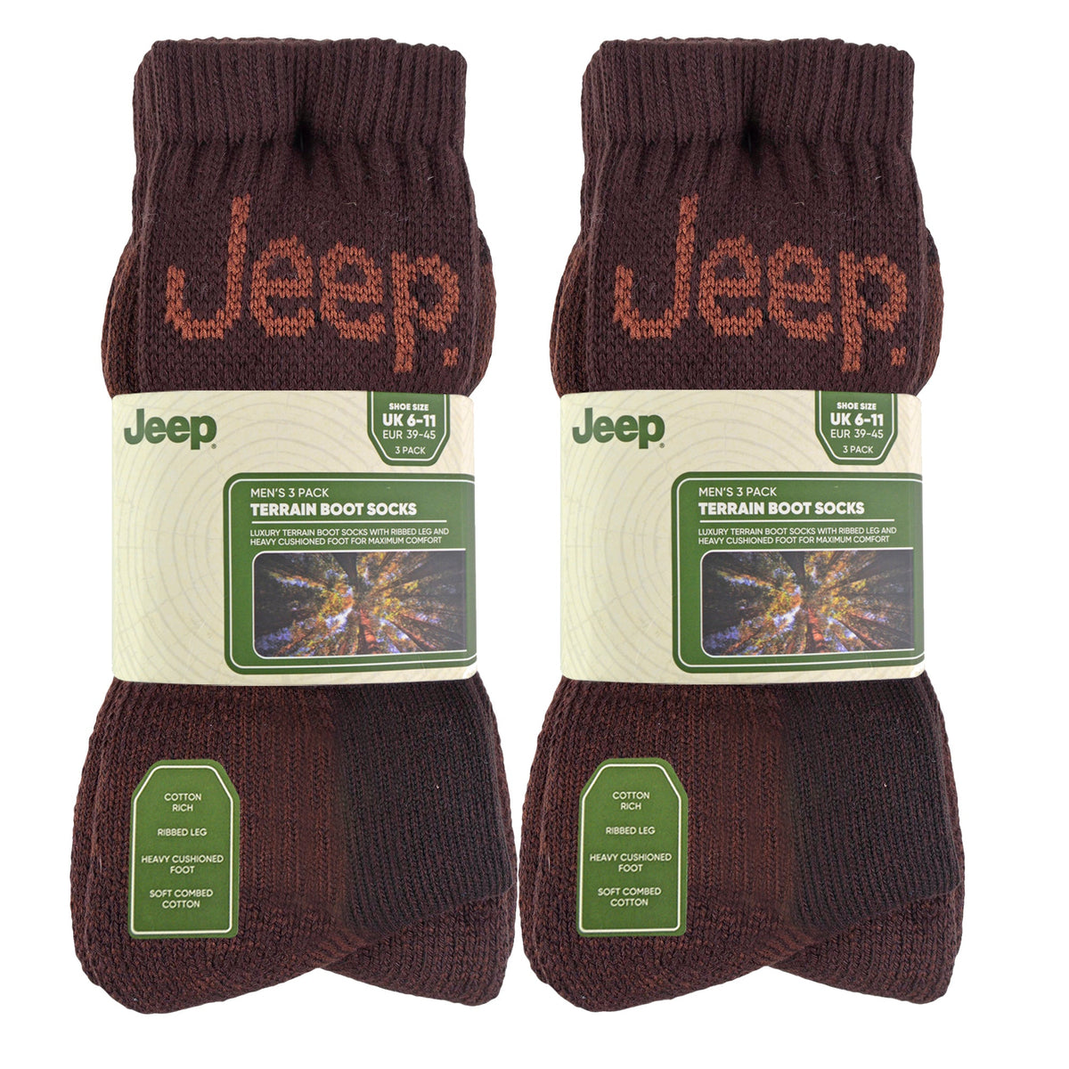 Mens Luxury Cushioned Cotton Hiking Socks (Multipack Options)