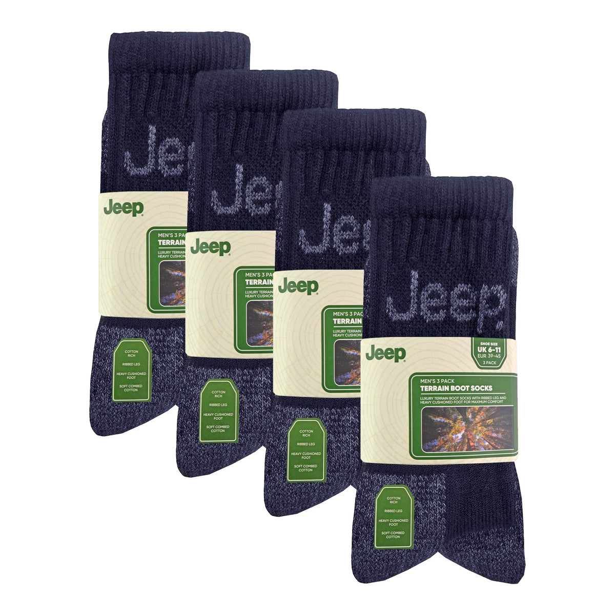 Mens Luxury Cushioned Cotton Hiking Socks (Multipack Options)