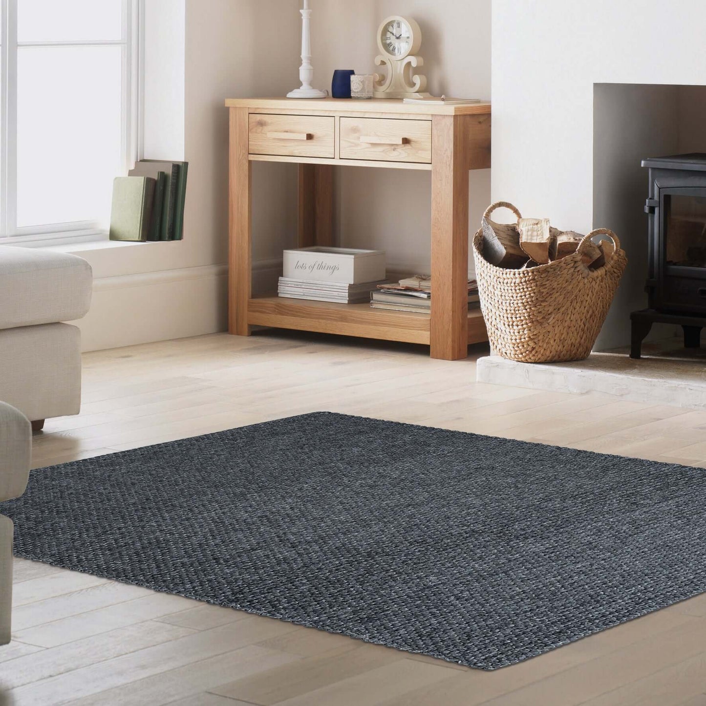 Solid Design Recycled Low Pile Eco Rug | Jaya