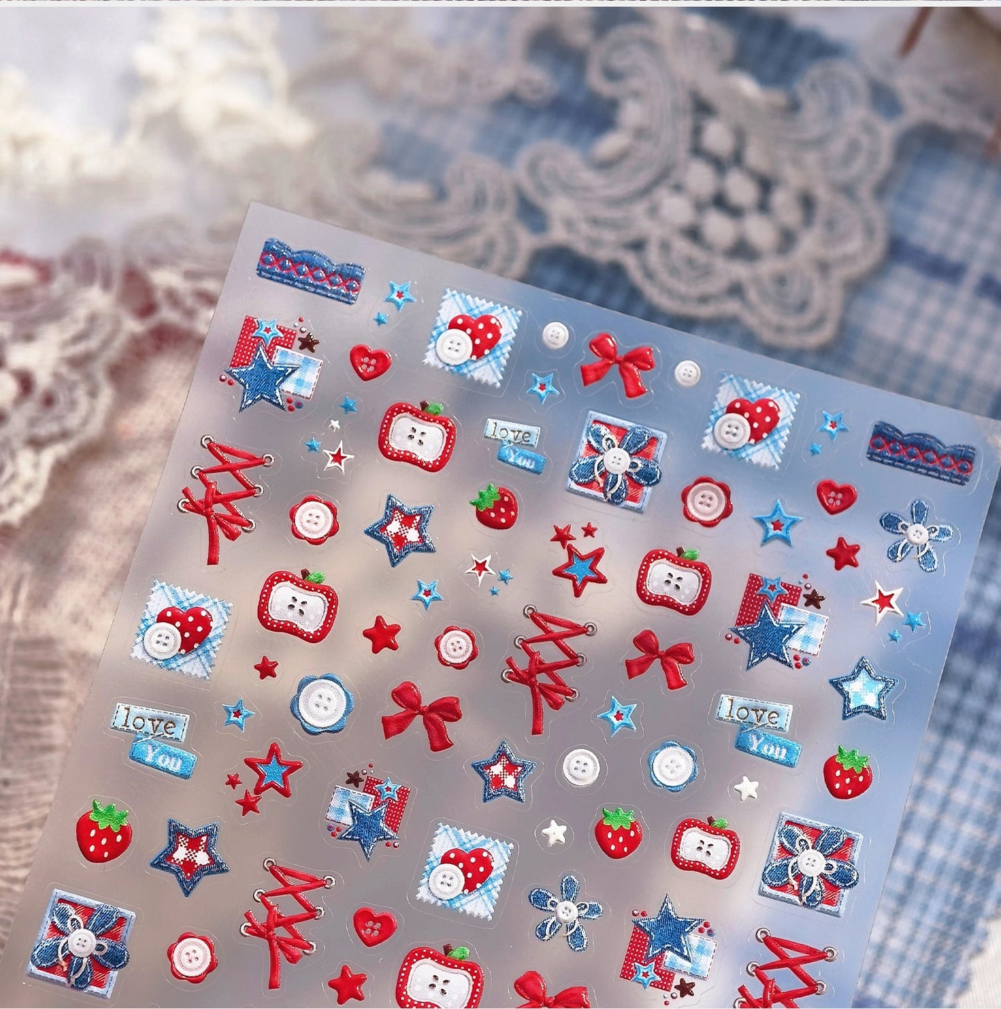 Hello Claws | Jeans And Apple Nail Deco Sticker