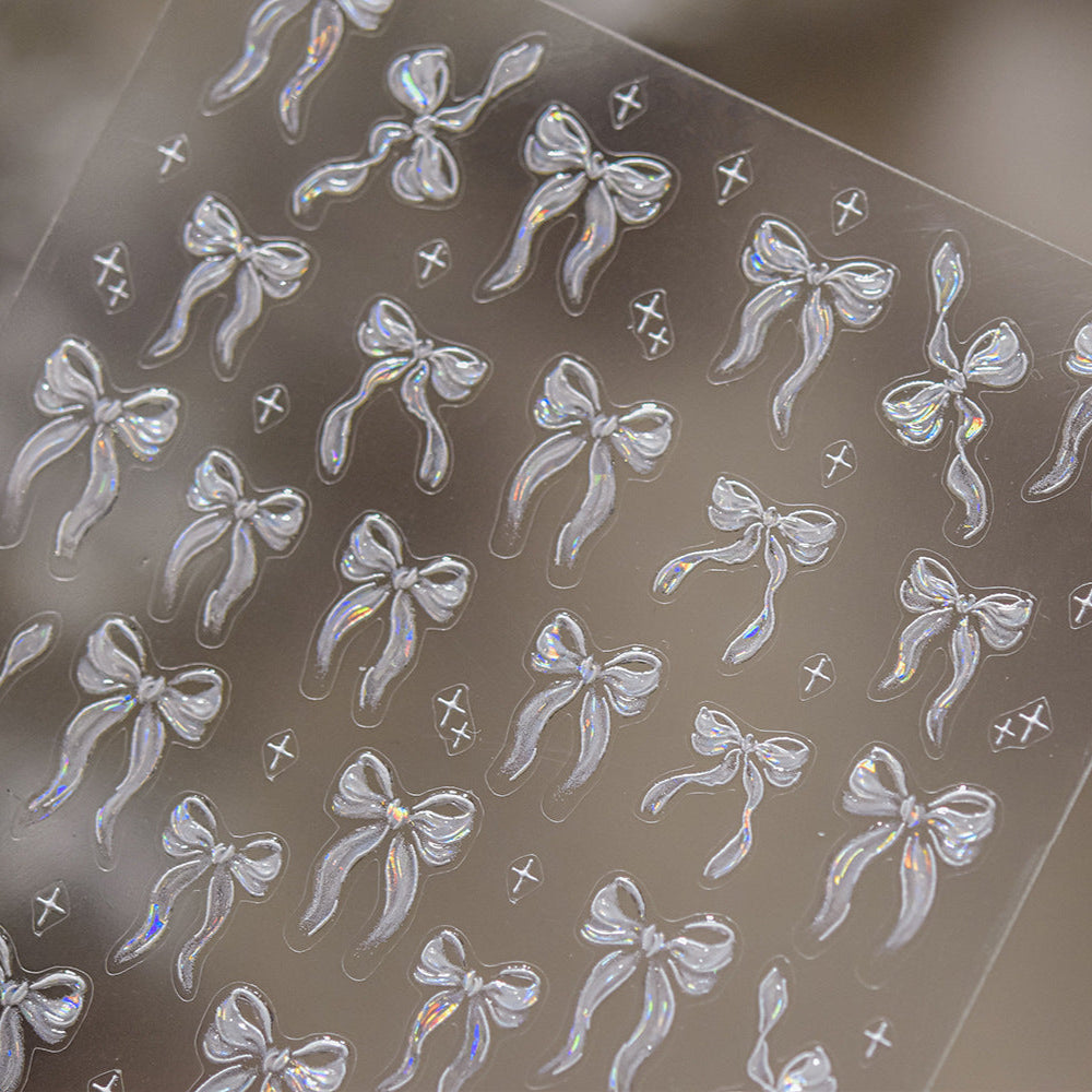 Hello Claws | White Bowknot Nail Deco Sticker