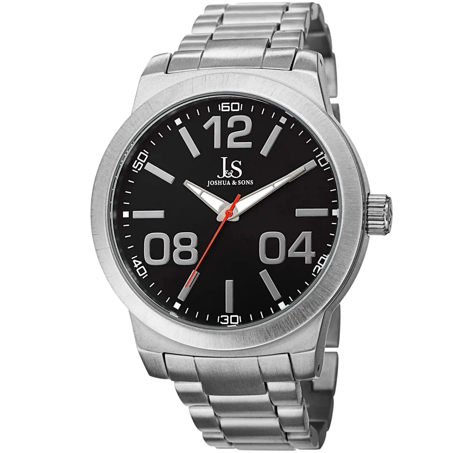 Joshua & Sons Bold Easy to Read Mens - Stainless Steel Bracelet - JS82SSB