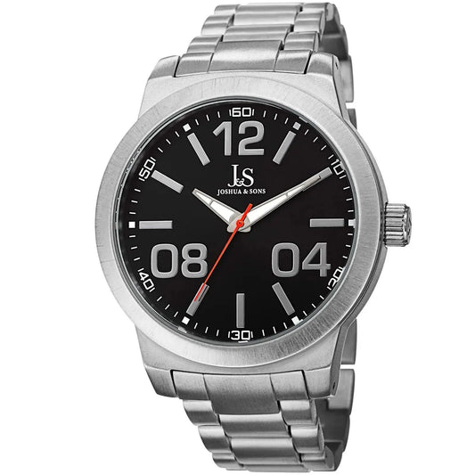 Joshua & Sons Bold Easy to Read Mens - Stainless Steel Bracelet - JS82SSB