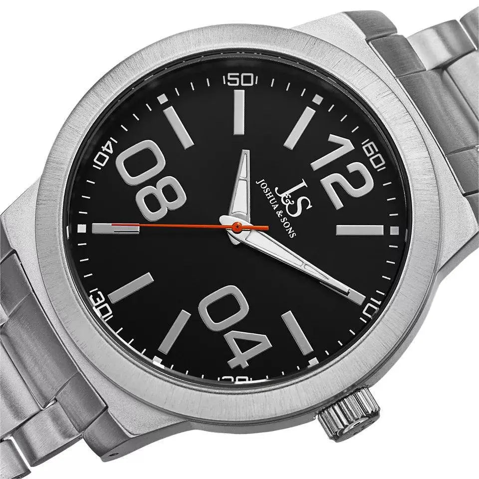 Joshua & Sons Bold Easy to Read Mens - Stainless Steel Bracelet - JS82SSB