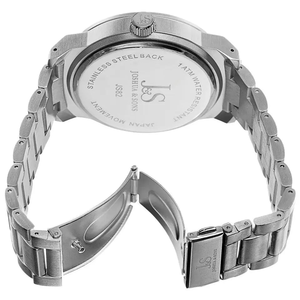 Joshua & Sons Bold Easy to Read Mens - Stainless Steel Bracelet - JS82SSB