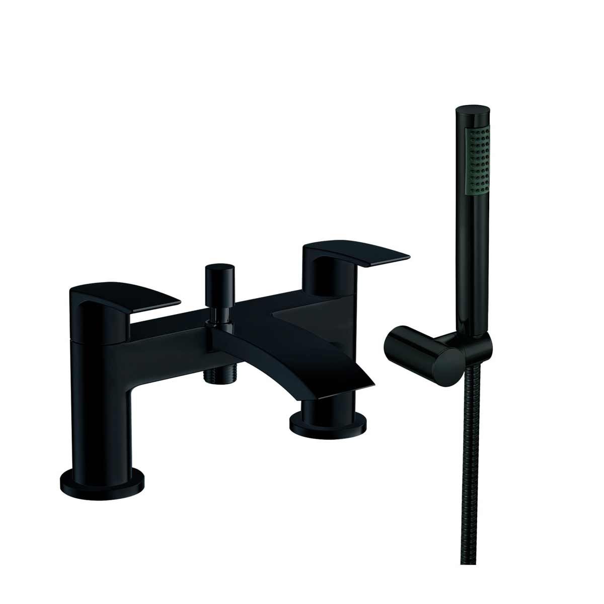 AG Belini Deck Mounted Bath Shower Mixer with Handset in Black