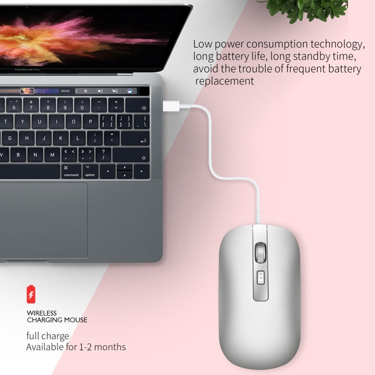 HXSJ M30 Rechargeable Wireless Mouse Metal Wheel Mute 2.4G Office Mouse 500 mAh Built-in Battery