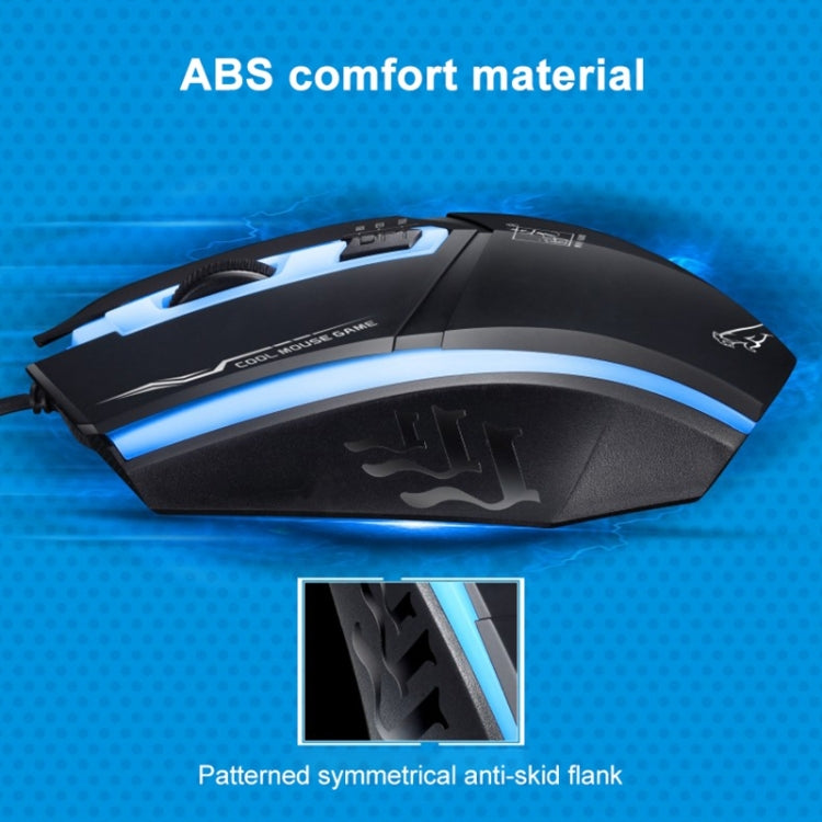 Chasing Leopard 199 USB 1600DPI Three-speed Adjustable LED Backlight Wired Optical Gaming Mouse, Length: 1.3m, 199, 199 Black