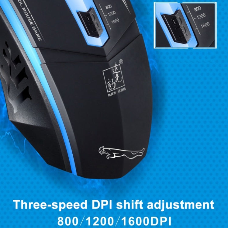 Chasing Leopard 199 USB 1600DPI Three-speed Adjustable LED Backlight Wired Optical Gaming Mouse, Length: 1.3m, 199, 199 Black