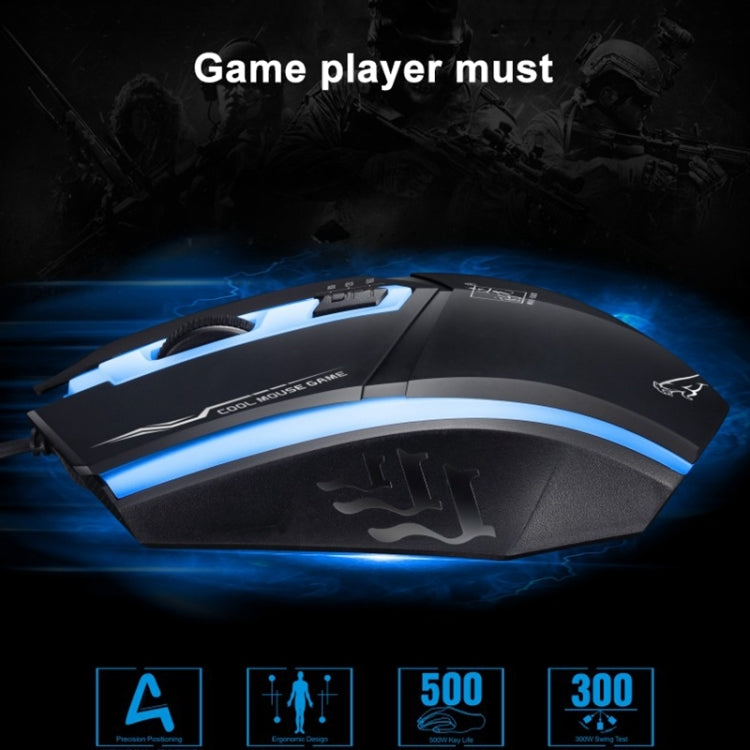 Chasing Leopard 199 USB 1600DPI Three-speed Adjustable LED Backlight Wired Optical Gaming Mouse, Length: 1.3m, 199, 199 Black
