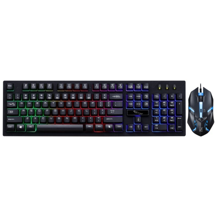 ZGB G20 1600 DPI Professional Wired Glowing Mechanical Feel Suspension Keyboard + Optical Mouse Kit for Laptop, PC