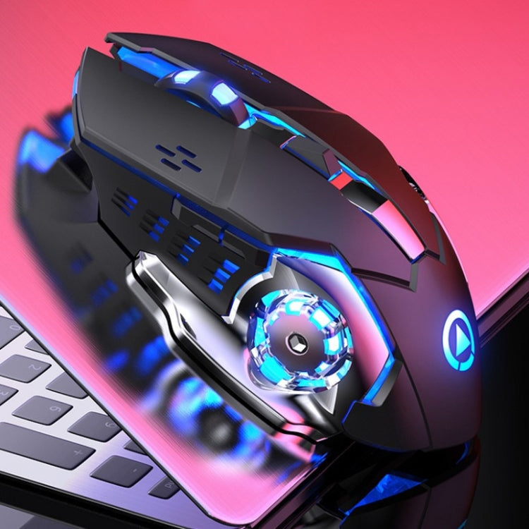 YINDIAO A4 2.4GHz 1600DPI 3-modes Adjustable Rechargeable Wireless Silent Gaming Mouse (Grey Silver), Black Silver