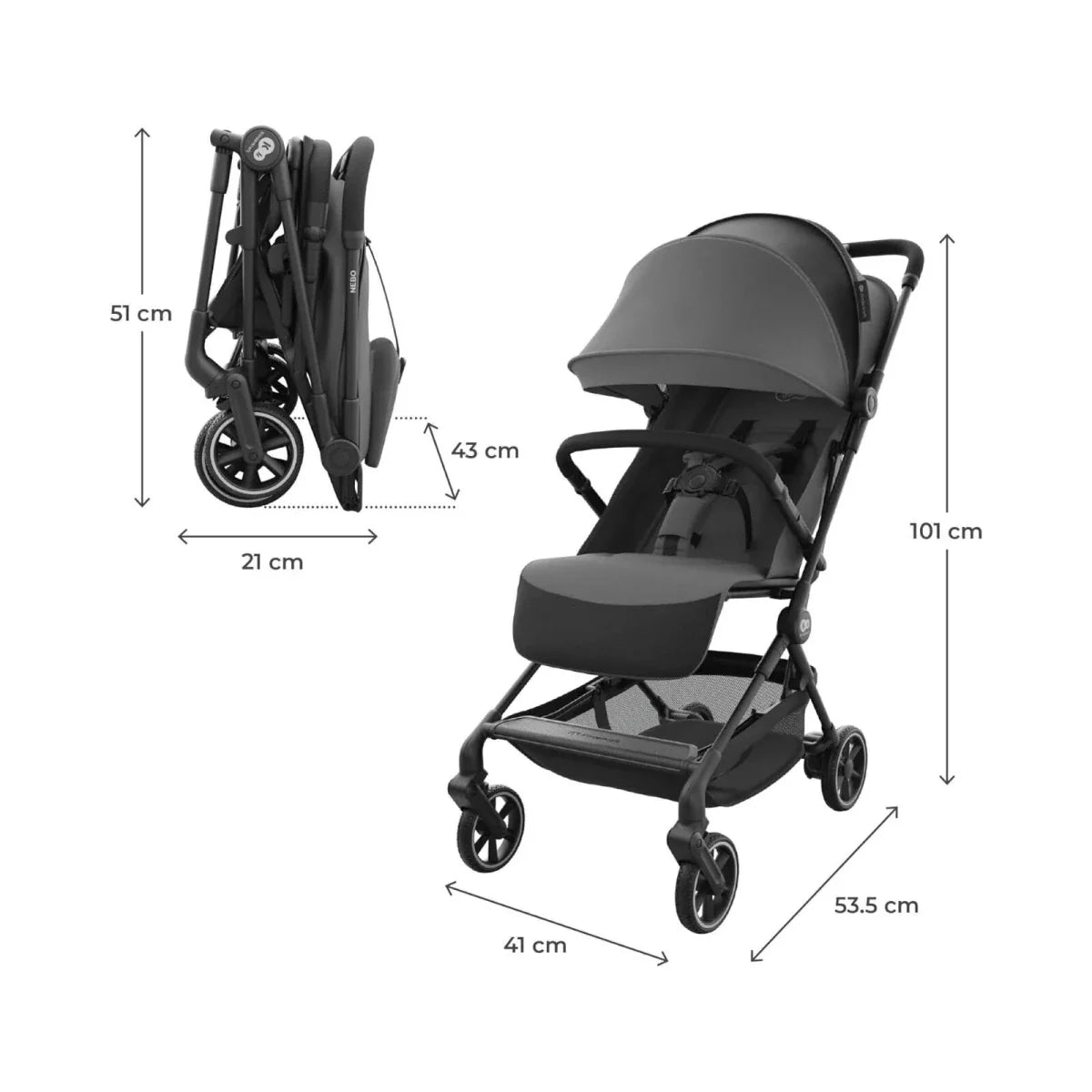 Kinderkraft Nebo Compact Stroller - Platinium Grey