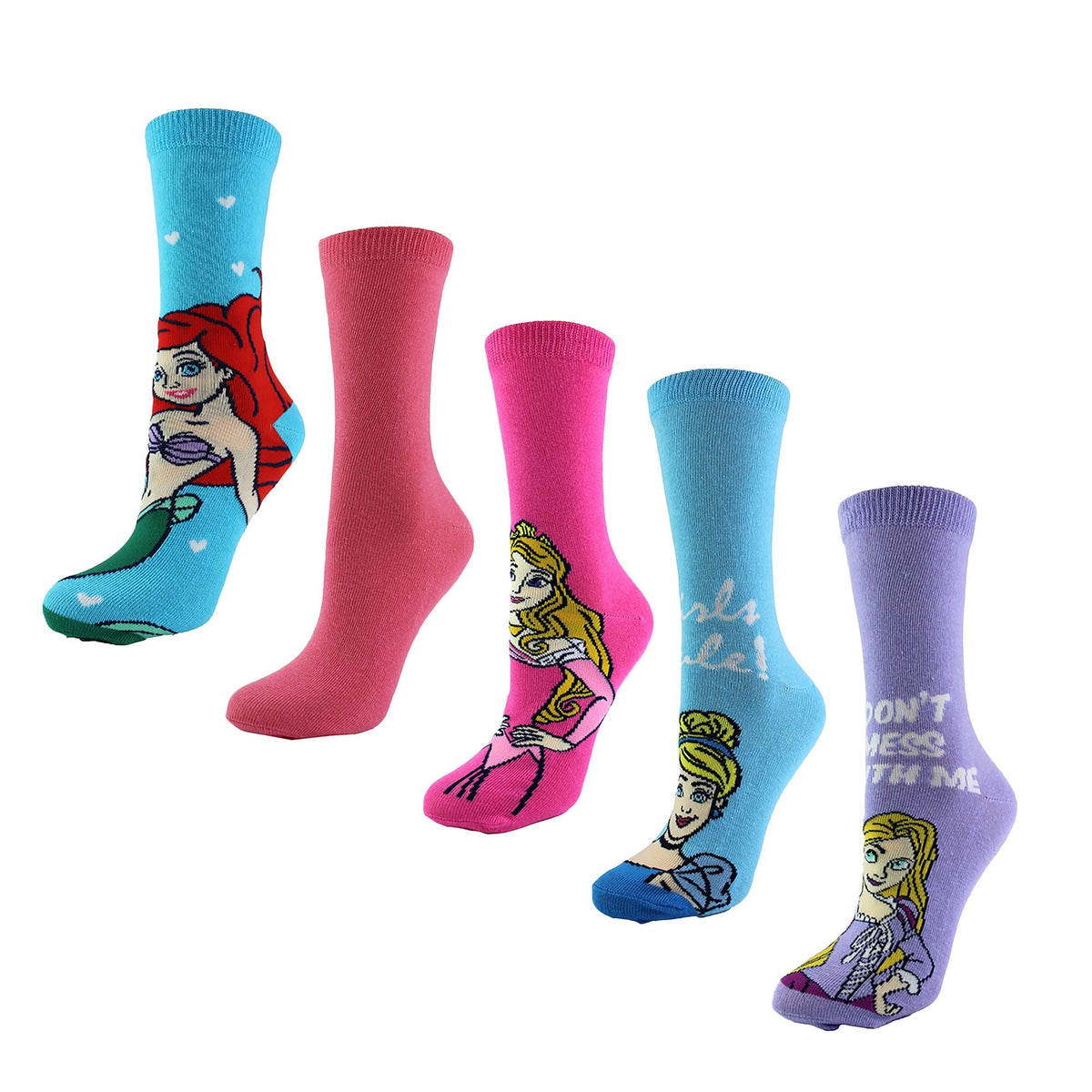 Ladies 5 Pack Princess Socks | Cute Funny Novelty Disney Socks | Disney Gifts