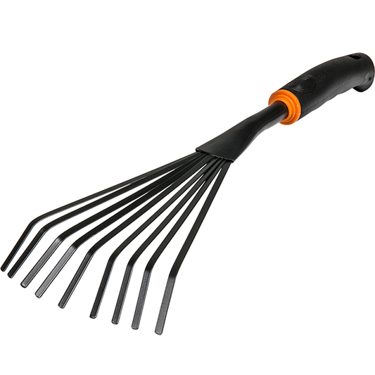 9-Teeth Hand Mini Garden Rake Steel Hand Fan Leaf Rake with Ergonomic Comfort Grip & Rust Resistant - Professional Gardening Tool