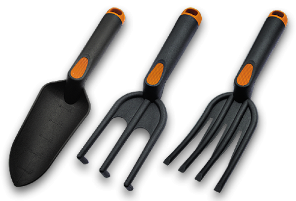 3-Element Garden Tool Set with Fiberglass Handles