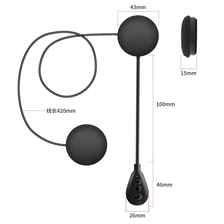 T6 Motorcycle Helmet Bluetooth V5.0 Headset, T6