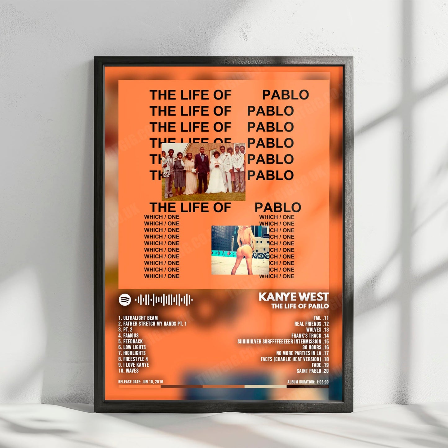 Kanye West "The Life Of Pablo" Album Cover Poster - with Complete Tracklist