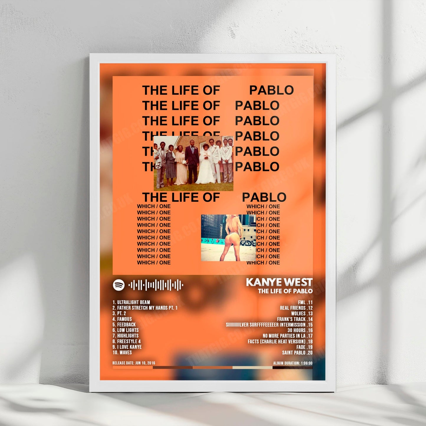 Kanye West "The Life Of Pablo" Album Cover Poster - with Complete Tracklist