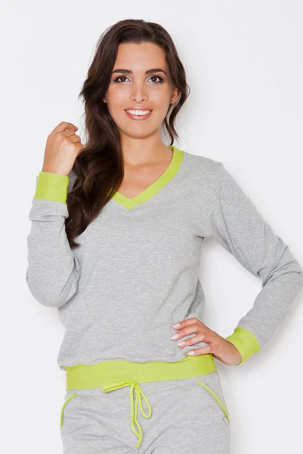Katrus grey cotton sweatshirt with long sleeves