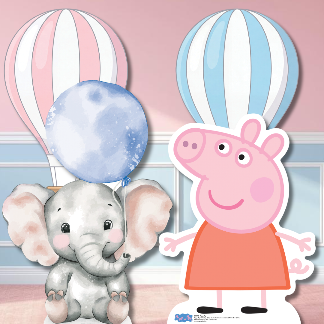 SC4549 Elephant with Blue Balloon Cardboard Cut Out Height 133cm