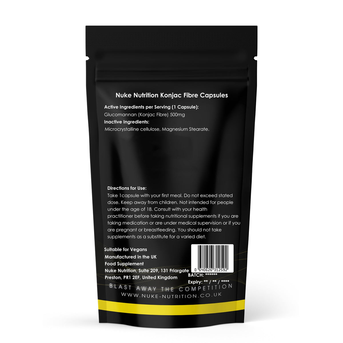 Konjac Fibre Appetite Suppressor & Control Cravings Blocker High Strength 500mg Capsules