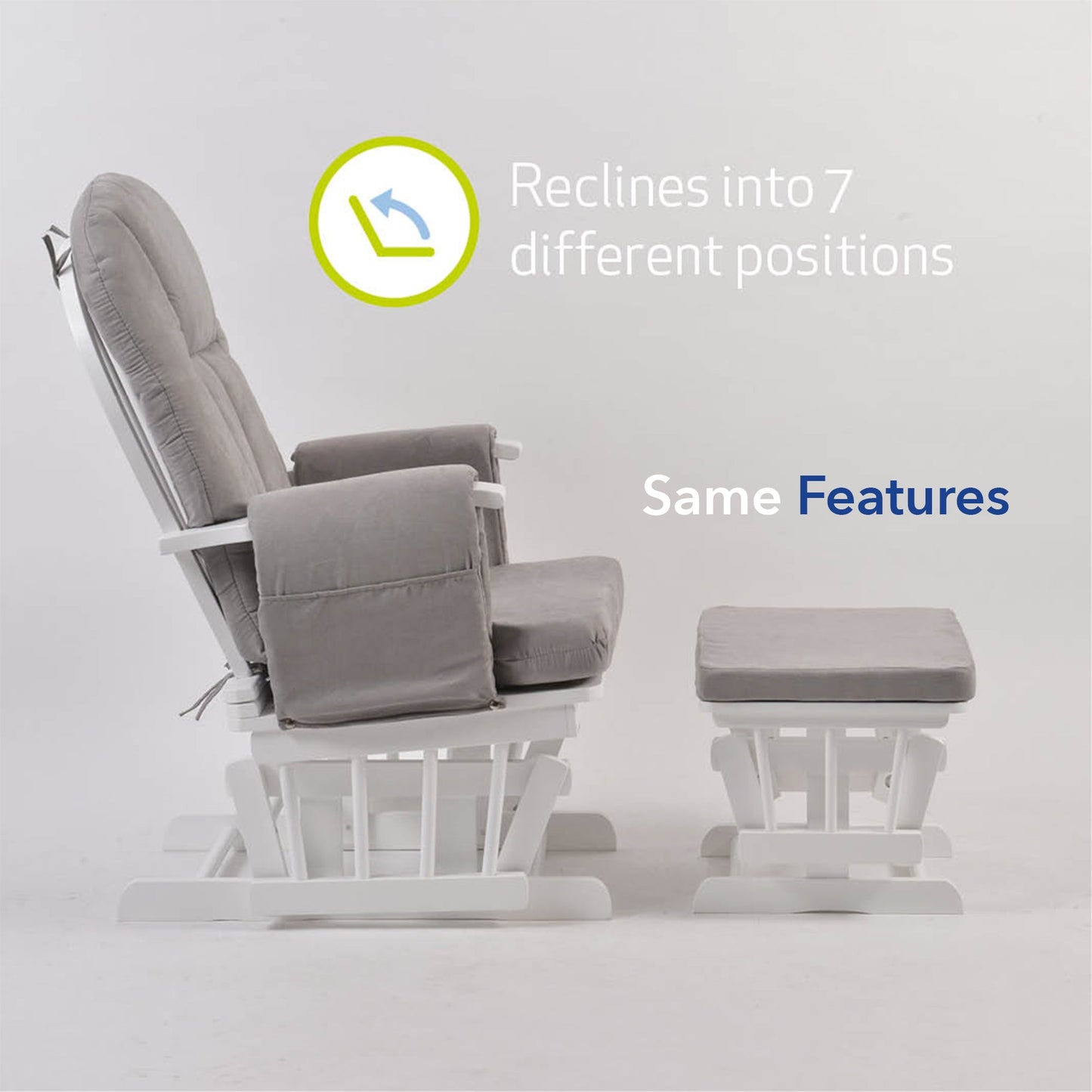 Nursing Chair and Footstool - Mothercare Best Seller - White/Grey