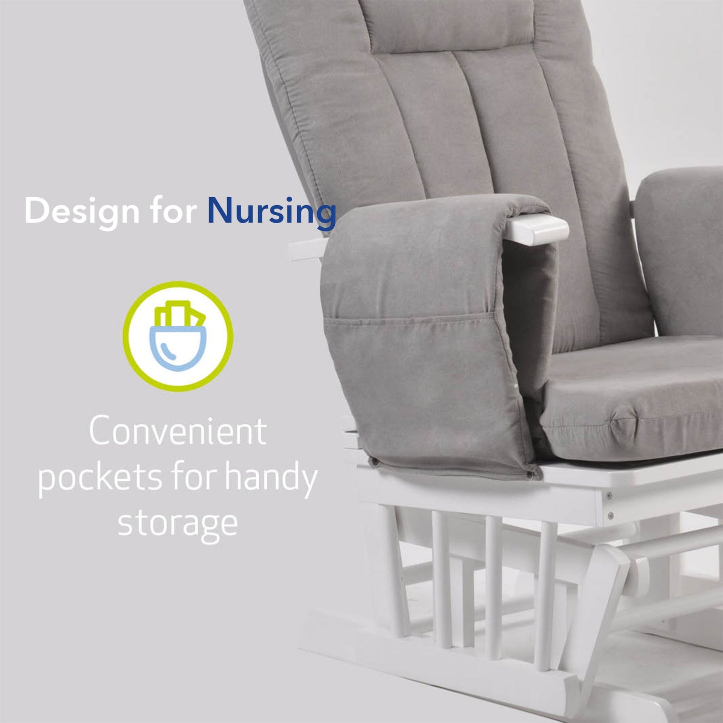 Nursing Chair and Footstool - Mothercare Best Seller - White/Grey