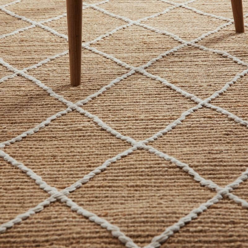 Jute Rug Kunu Natural Handwoven Diamond Design