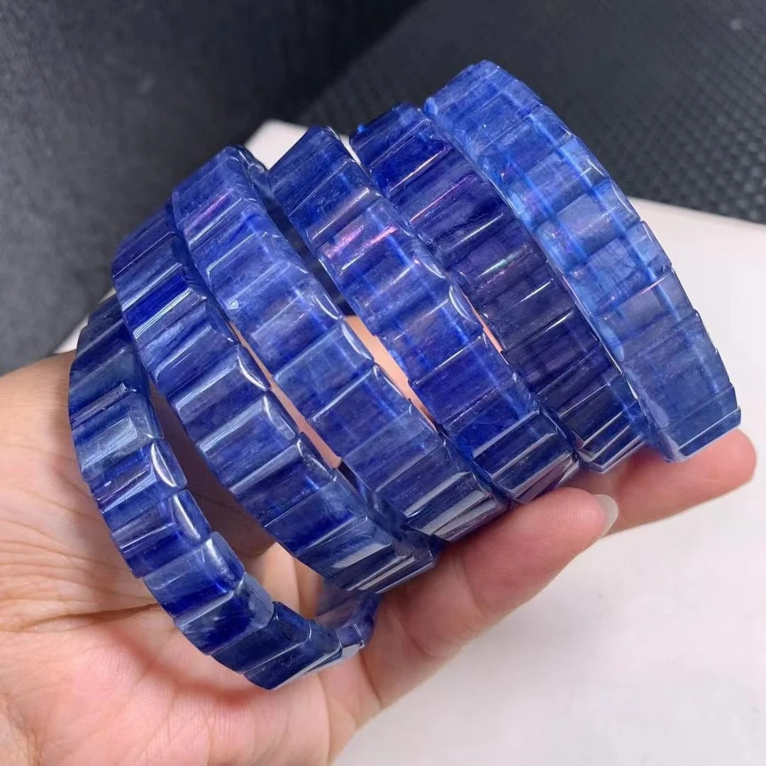 Natural Blue Kyanite Gemstone Bracelet, Bead Sizes 10x6mm