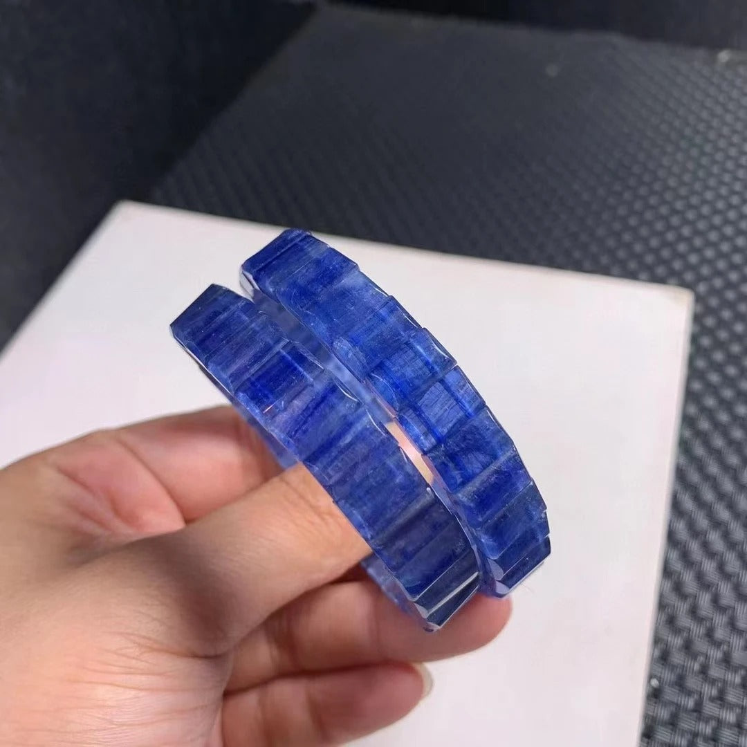 Natural Blue Kyanite Gemstone Bracelet, Bead Sizes 10x6mm