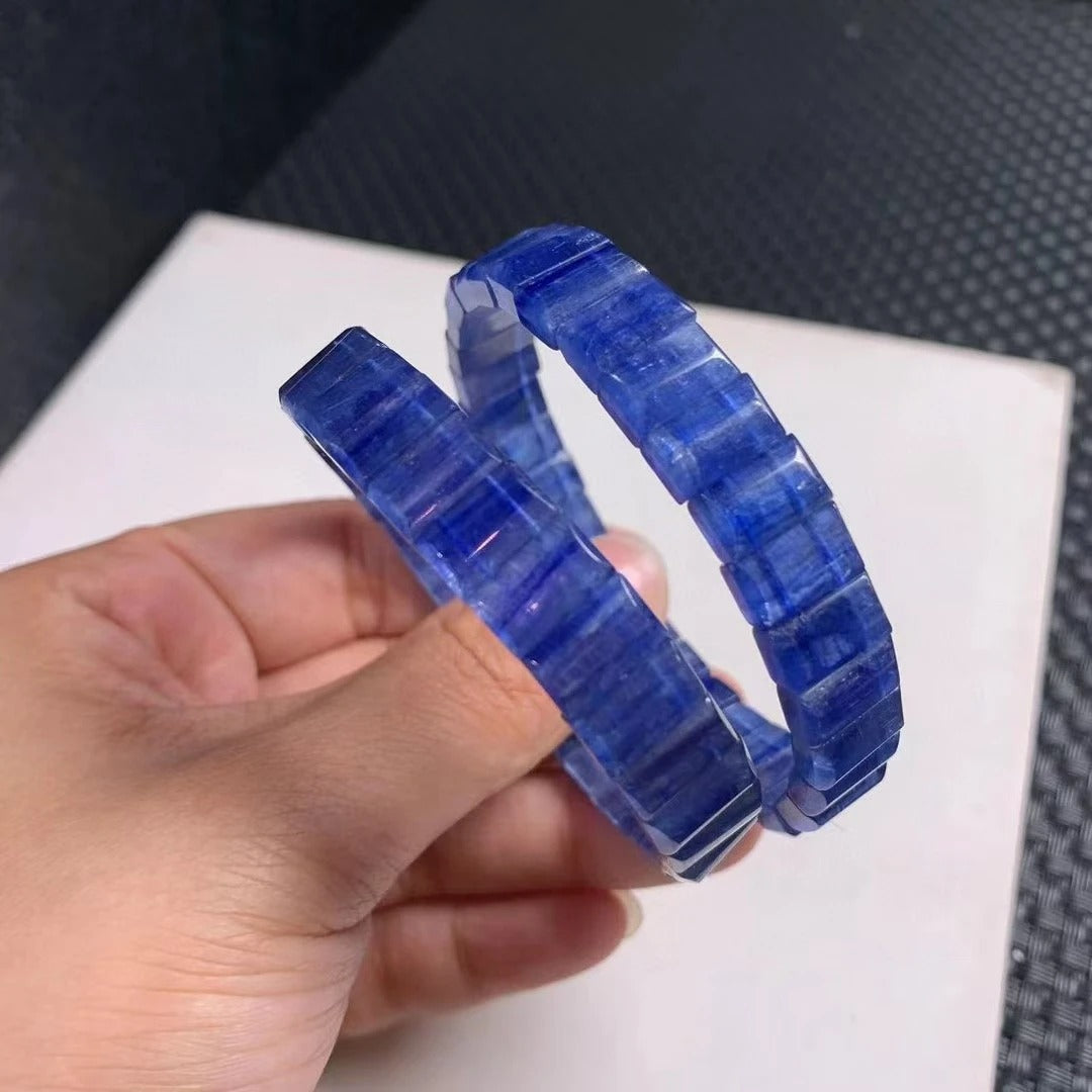 Natural Blue Kyanite Gemstone Bracelet, Bead Sizes 10x6mm