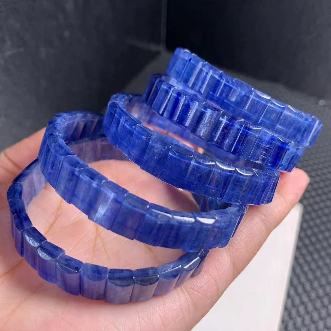 Natural Blue Kyanite Gemstone Bracelet, Bead Sizes 10x6mm