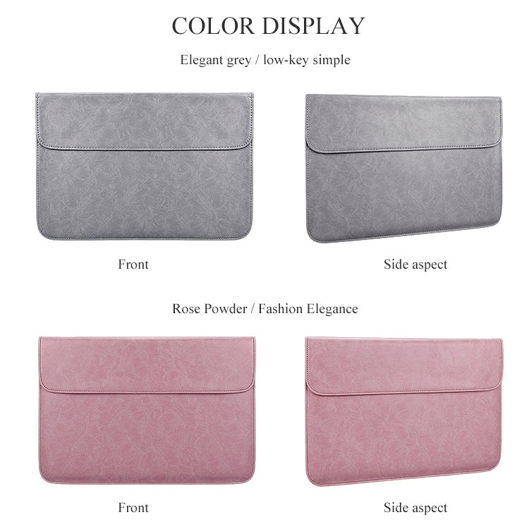 PU01S PU Leather Horizontal Invisible Magnetic Buckle Laptop Inner Bag for 14.1 inch laptops, 14.1 inch