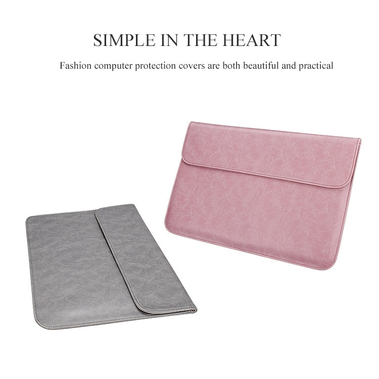 PU01S PU Leather Horizontal Invisible Magnetic Buckle Laptop Inner Bag for 15.4 inch laptops, 15.4 inch