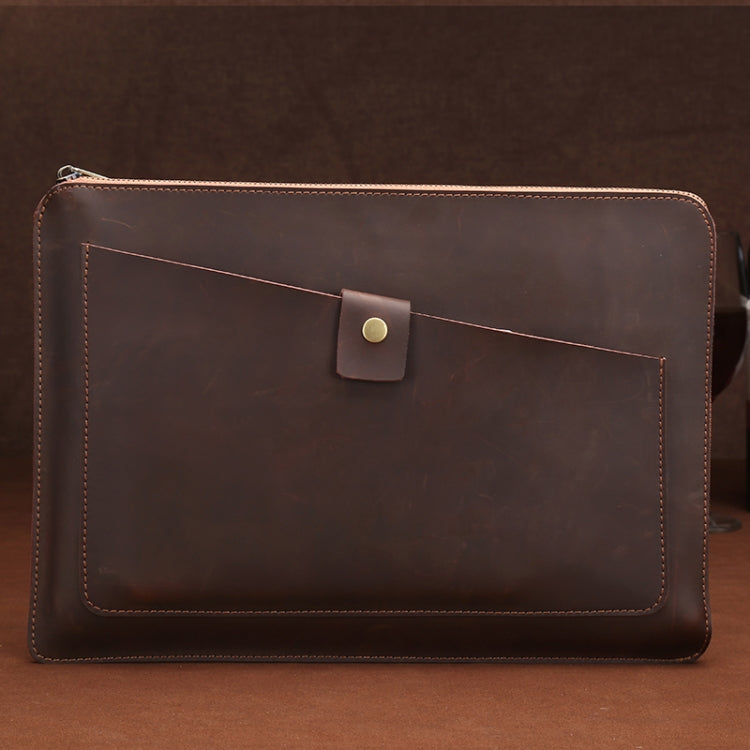 Universal Genuine Leather Business Zipper Laptop Tablet Bag For 15.4 inch and Below, 15.4 inch