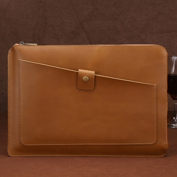 Universal Genuine Leather Business Zipper Laptop Tablet Bag For 15.4 inch and Below, 15.4 inch