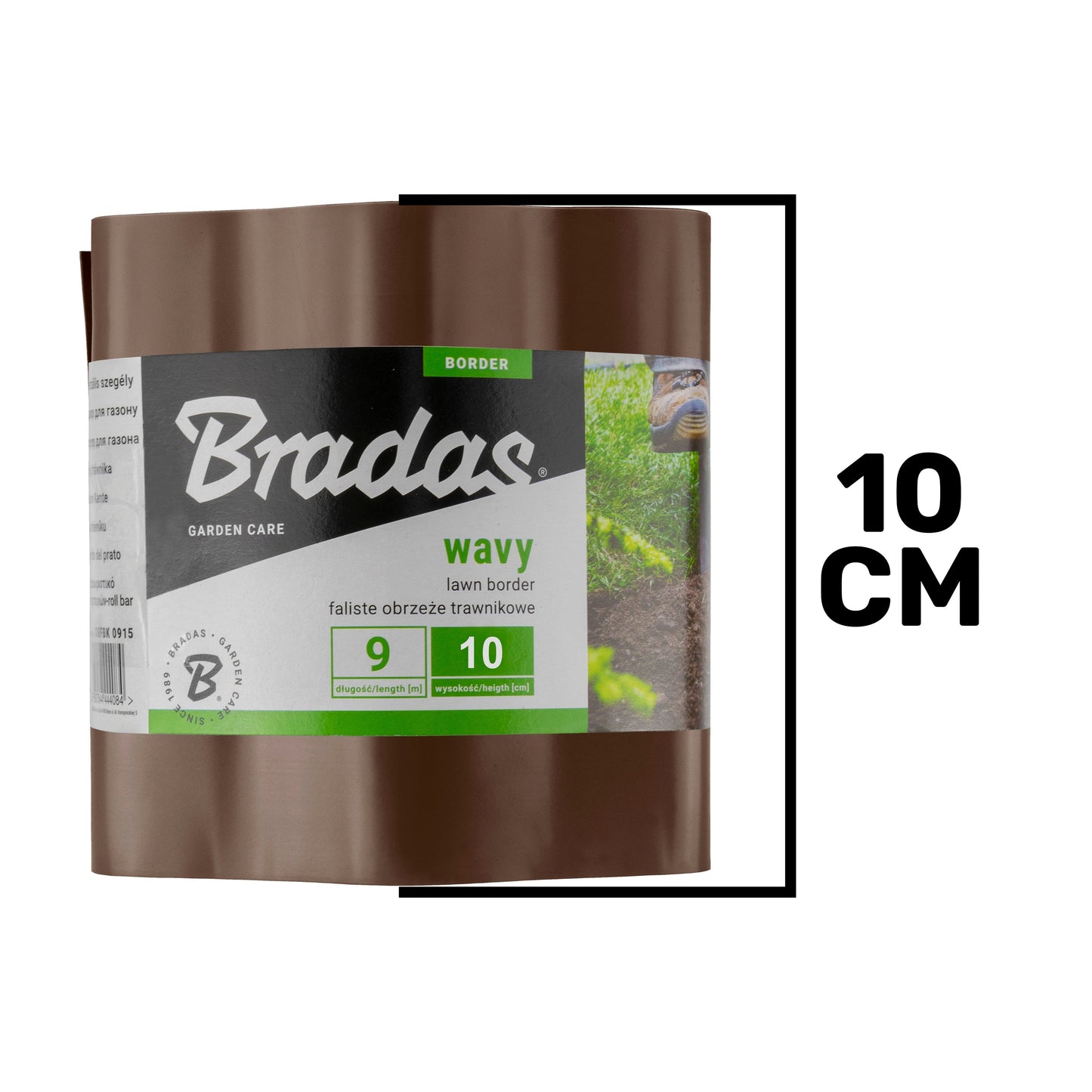 Wavy Plastic Garden Lawn Edging, H=10CM, L=9M, Brown for Home and Garden Use