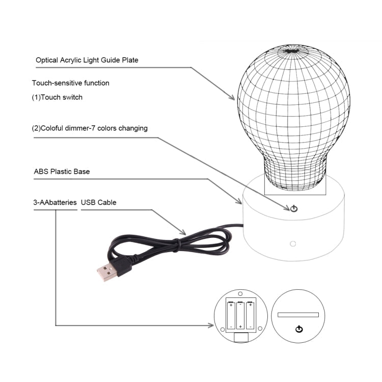 7 Color Discoloration Creative Visual Stereo Lamp Desk Lamp Night Light, Double Heart Balloon Style