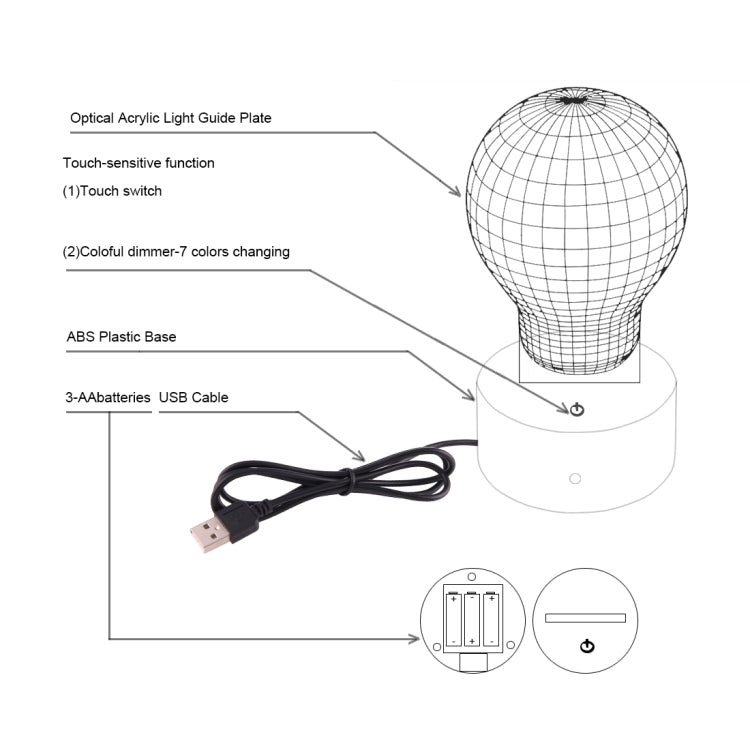 7 Color Discoloration Creative Visual Stereo Lamp Desk Lamp Night Light, Balloon Style