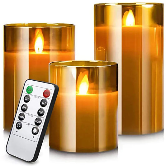 LED Glass Candle Full Set Remote Control Timer