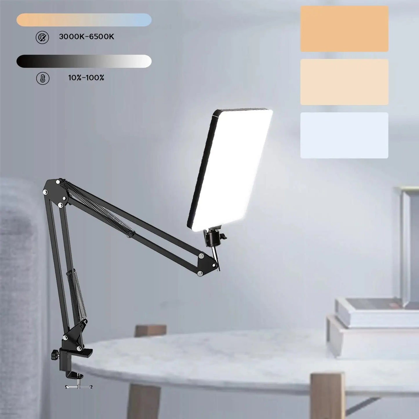 LED Photography Conference Lighting Photo Studio Lamp With Scissor Arm Stand