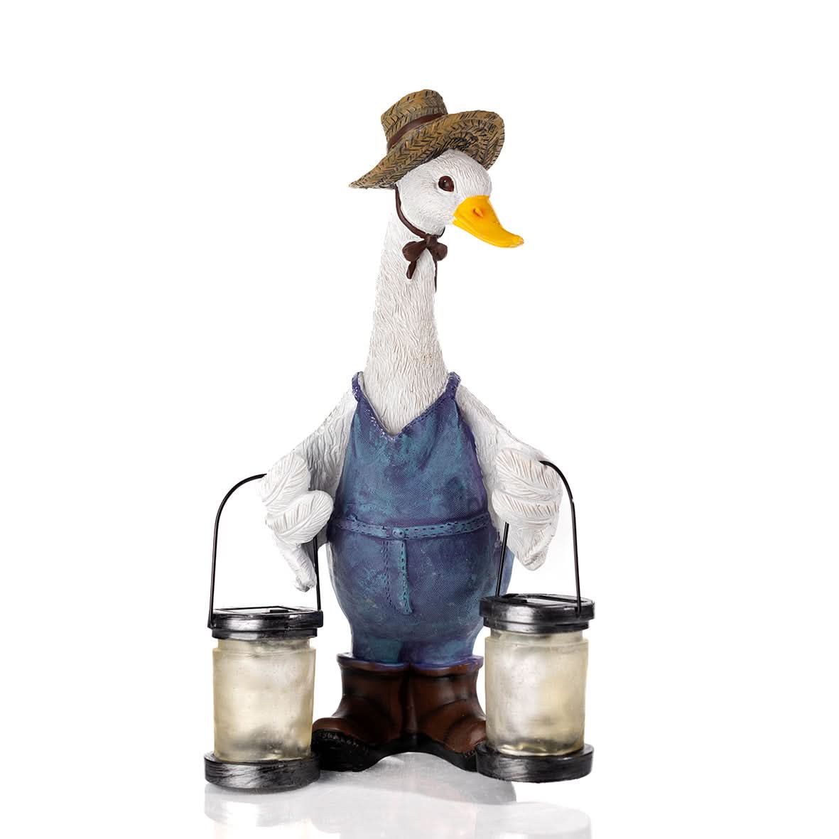 Solar Duck Garden Ornament with LED Lantern Outdoor Statue