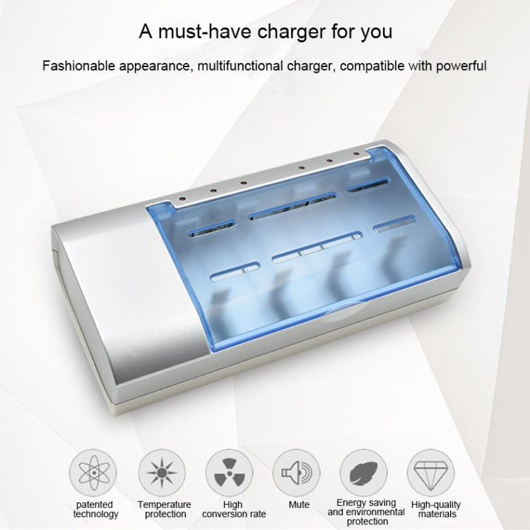 AC 100-240V 4 Slot Battery Charger for AA & AAA & C / D Size Battery, AU Plug